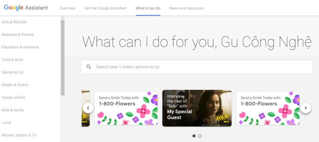 Tra cứu danh sách Google Assistant có thể làm cho bạn