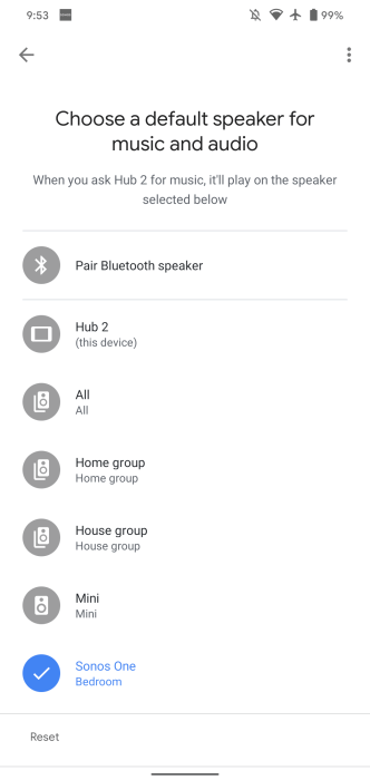 assistant sonos default speaker