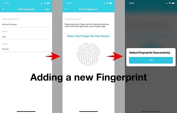 Tapplock Add New Finger