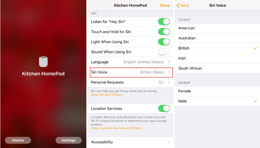 thay doi giong siri tren homepod