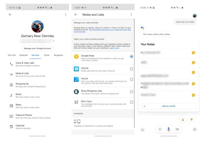 Notes List Google Assistant