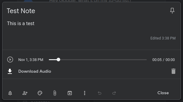 google keep audio note