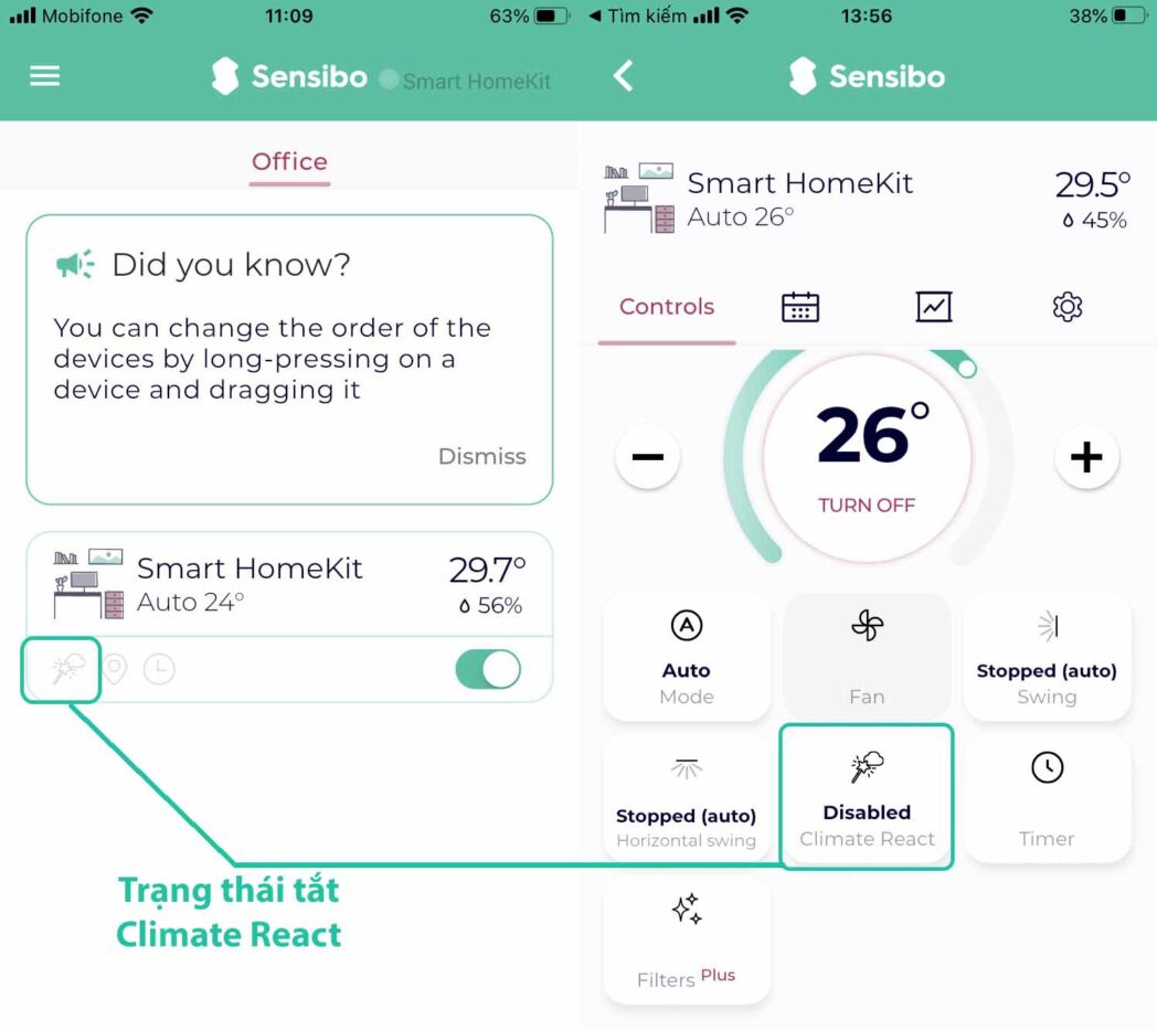 thiet lap sensibo climate react disable scaled