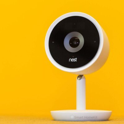 google nest cam iq indoor yellow logo