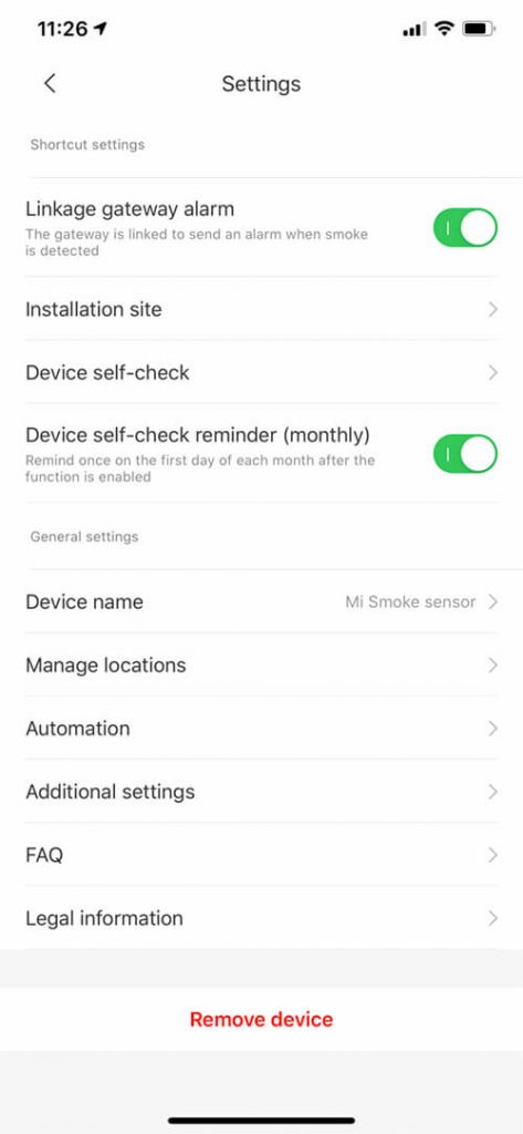 mi smoke mi home options
